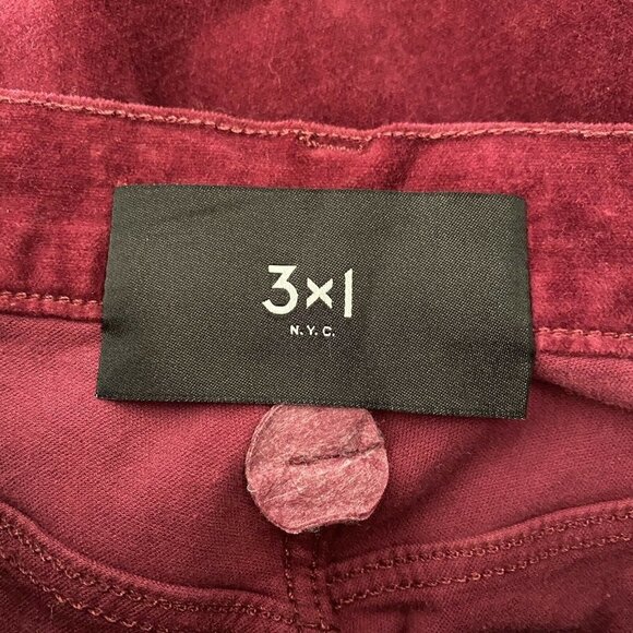 3x1 W3 Velvet Merlot Higher Ground Slim Pants 24 - Picture 7 of 11